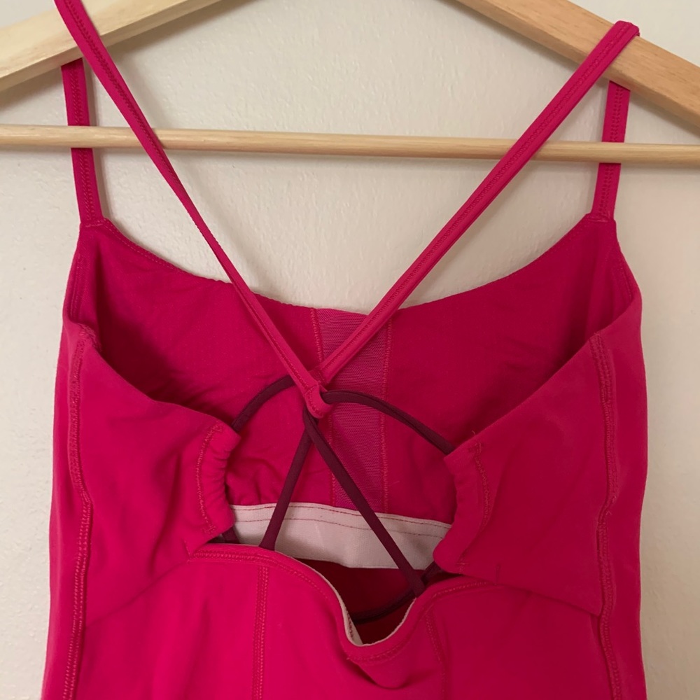 Lululemon pink Razorback tank with built in bra